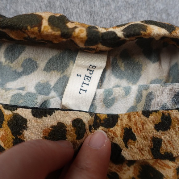 Spell Pants Womens Small Animal Print Vintage Leopard Samantha Bias Flare - Picture 7 of 11